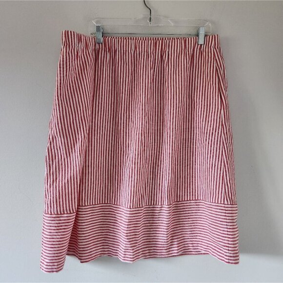 J. CREW | Red & White Stripe Linen Blend Skirt Women's Size XL 2018 G5893 - Picture 2 of 7
